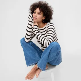 GAP T-shirt Modal Bateau Navy White Stripe L